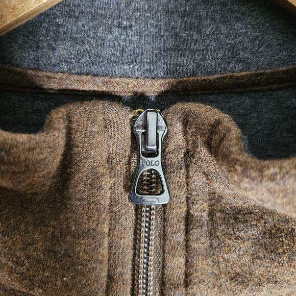 Polo Ralph Lauren Sweatshirt Mens Large Heather Brown 1/4 Zip Preppy Soft - Picture 4 of 11